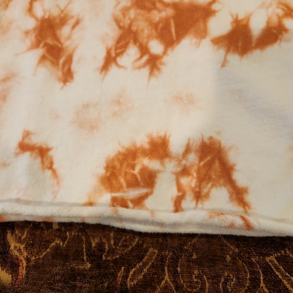 ELAN Cropped Tie Dye Pullover Sweatshirt Orange Cream Raw Hem Medium - Picture 12 of 15